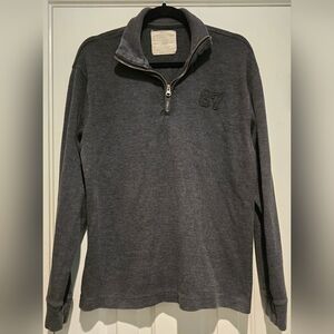 Vintage Men's Aeropostale Authentic Fit 1/4 Zip Ribbed Pullover Grey Size Medium
